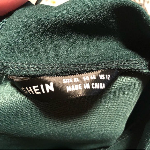 Emerald dress by SHEIN.  Gorgeous ruffled sleeve detail.  Size 12.  New. - Picture 7 of 7
